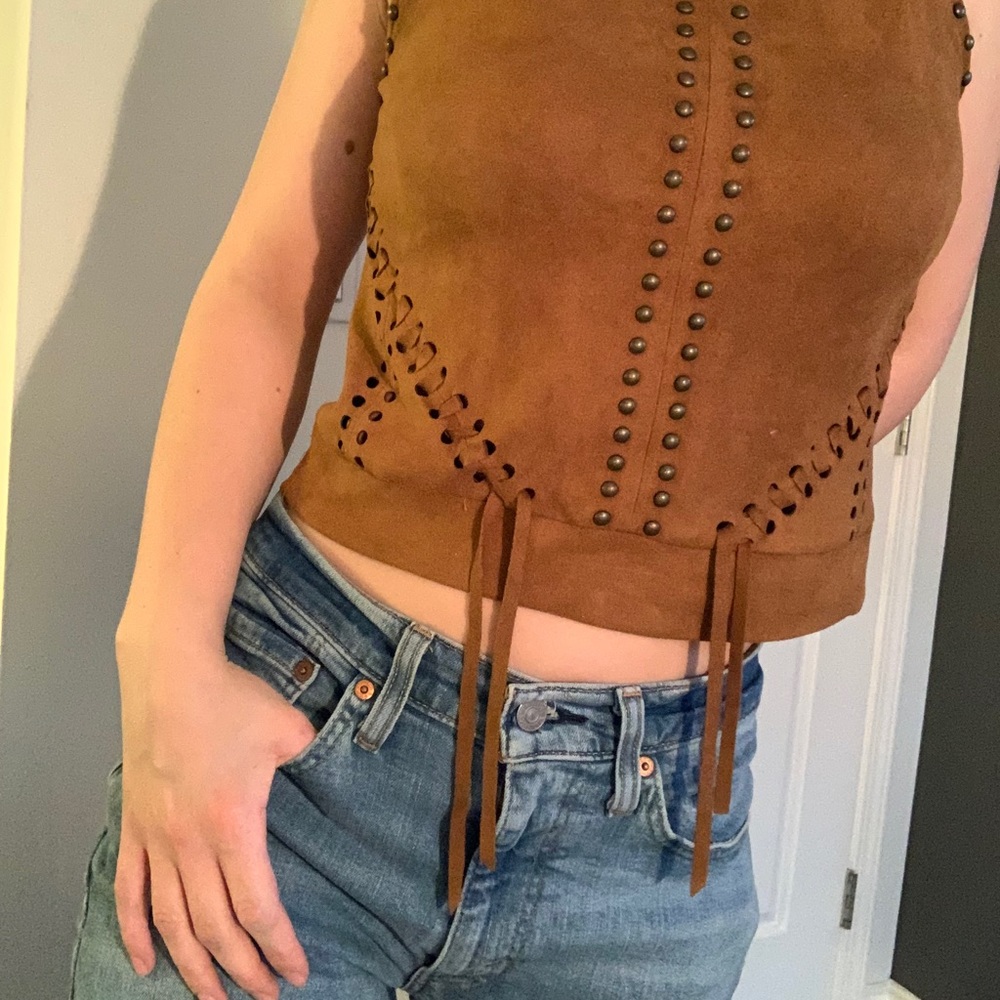 Brown leather top